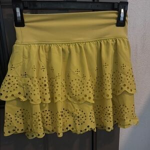 Aerie Yellow Bubble Mini Skirt Tiered Casual